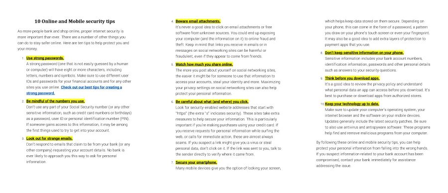 Online & Mobile Security Tips